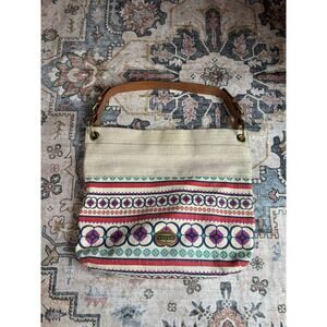 Fossil Hobo Tote Bag Crossbody Purse Colorful Knit Bohemian Large With Strap